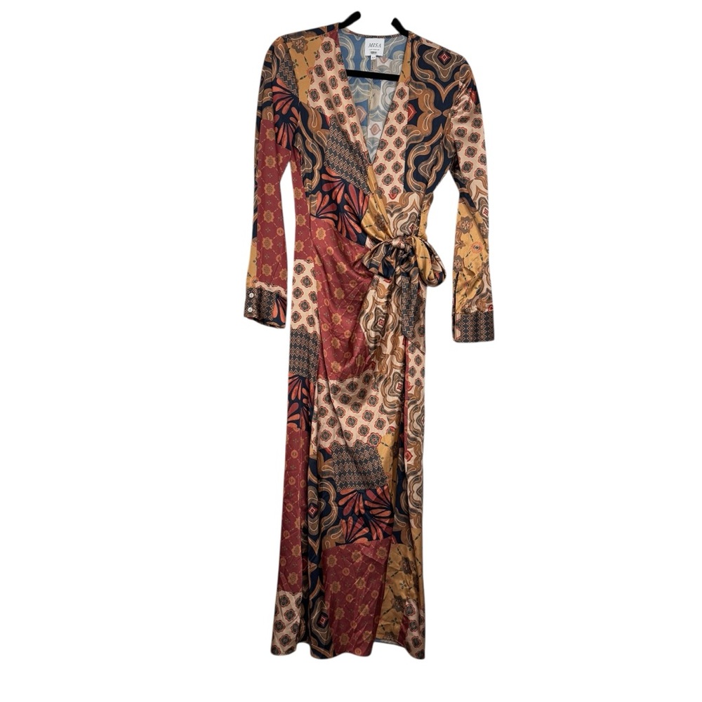 Misa Eliza Patchwork Wrap‎ Dress - Picture 4 of 14